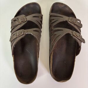 Birkenstock Granada Sandals Brown Leather Cork Footbed Well Worn Distressed ~40